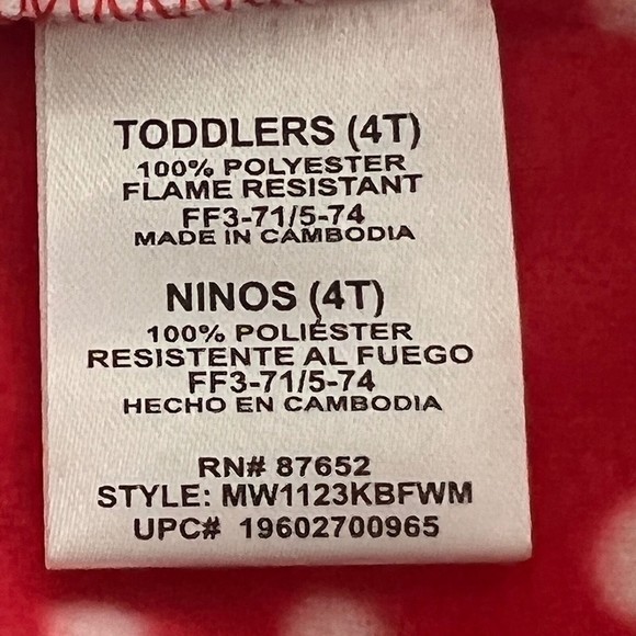DISNEY Junior Minnie Mouse Pajama Girls Baby Red White Blanket Sleeper 4T New - Picture 6 of 8